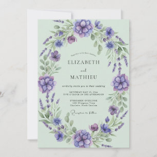 Invitation Mariage Feuillu à la Lavande et au Mint
