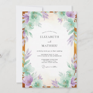 Invitation Mariage Feuillu à la Lavande Poudrée et au Mint