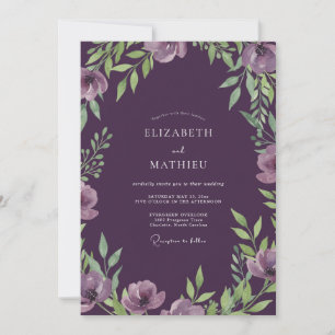 Invitation Mariage Feuillu Améthyste au Plumage Côtier