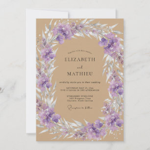 Invitation Mariage Feuillu Améthyste Tanné