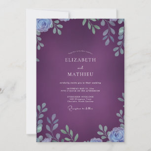 Invitation Mariage Feuillu Ardoise et Prune