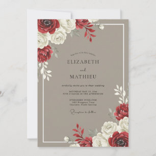 Invitation Mariage Feuillu au Café Crème Écarlate