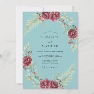 Invitation Mariage Feuillu aux Baies Aqua