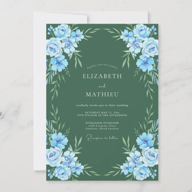 Invitation Mariage Feuillu Azure Forest (Devant)