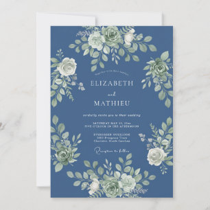 Invitation Mariage Feuillu Bleuet