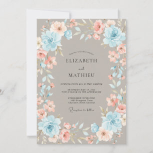 Invitation Mariage Feuillu Chaud Bleuet