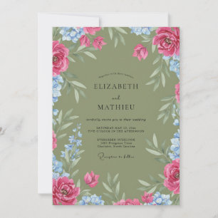 Invitation Mariage Feuillu de Bleuet Sauge