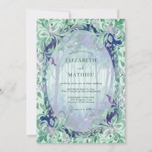 Invitation Mariage Feuillu de Pervenche Menthe