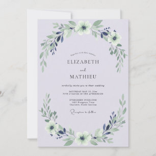 Invitation Mariage Feuillu Indigo Lilas