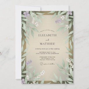 Invitation Mariage Feuillu Lilas Olive