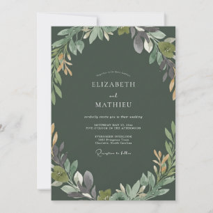 Invitation Mariage Feuillu Ocres Olives