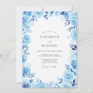 Invitation Mariage Feuillu Saphir Bleuet