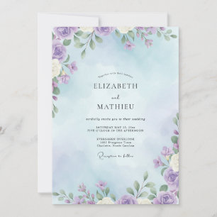 Invitation Mariage Feuillu sous un Ciel de Lavande