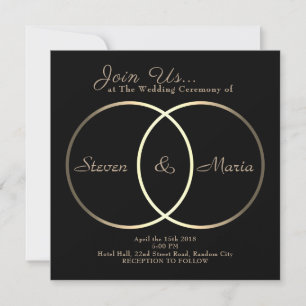 Invitation Mariage fiançailles de connexion des anneaux d'or