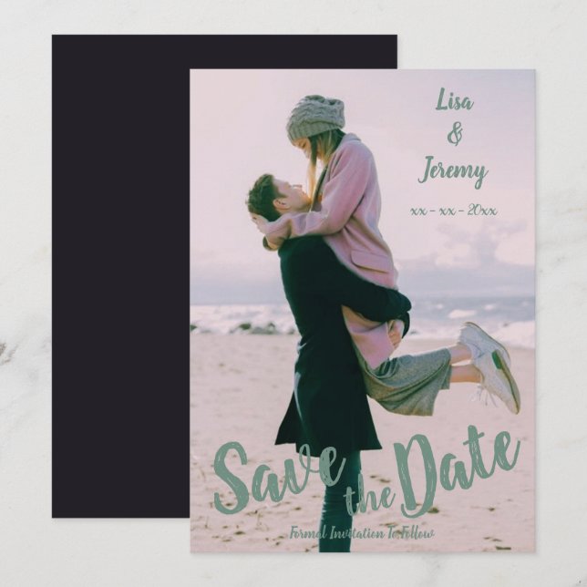 Invitation Mariage Fiançailles moderne photo (Devant / Derrière)