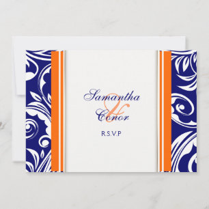 Invitation Mariage fiançailles orange bleu blanc