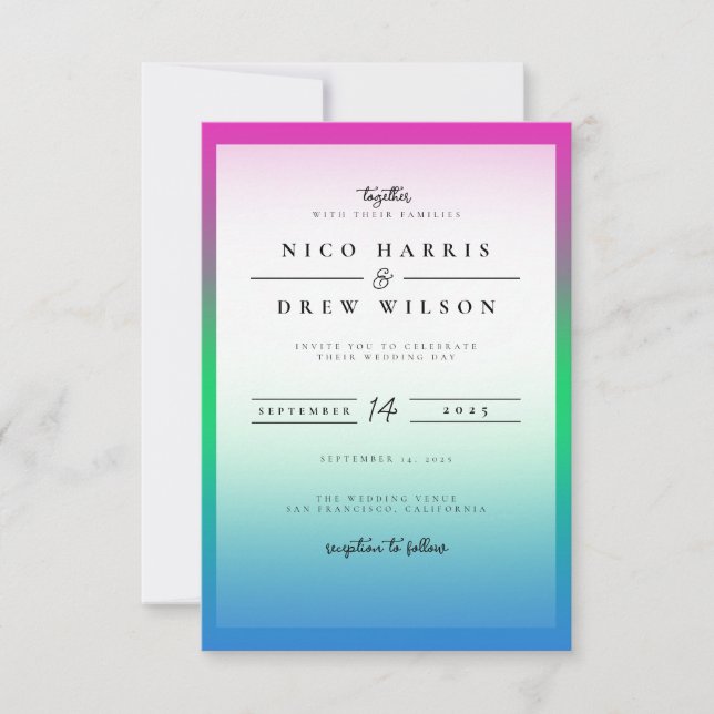 Invitation Mariage Fier et Polysexuel Élégant  (Devant)