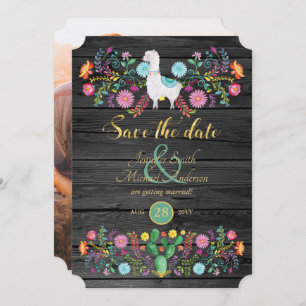 Invitation Mariage Fiesta Enregistrer La Date Llama Fleurs Fo