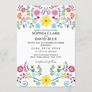 Invitation Mariage Fiesta Floral Mexicain
