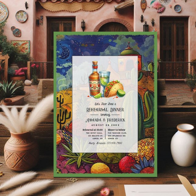 Invitation Mariage Fiesta Taco Bout un dîner de répétition (Wedding Fiesta Let's Taco Bout a Rehearsal Dinner Invitation)