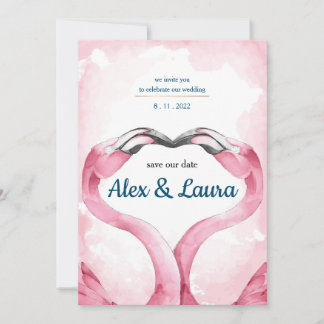 Invitation mariage Flamant rose