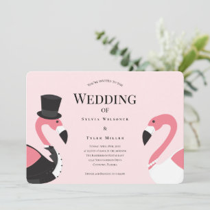 Invitation Mariage Flamant rose rose