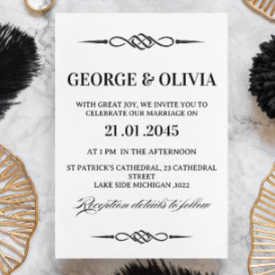 Invitation Mariage Flèche Noeud Celtique Noir Blanc
