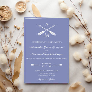 Invitation Mariage Flèches et monogrammes   Périwinkle