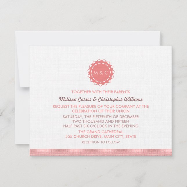 Invitation Mariage Fleur Abstrait (Devant)