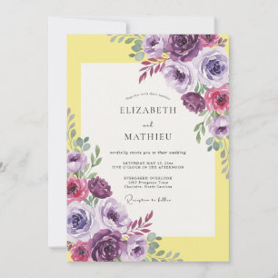 Invitation Mariage Fleur Améthyste Jaune