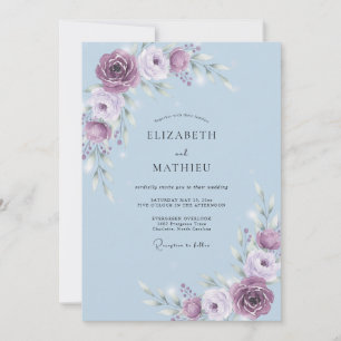 Invitation Mariage Fleur Améthyste Pervenche