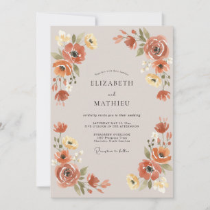 Invitation Mariage Fleur artistique en terre cuite