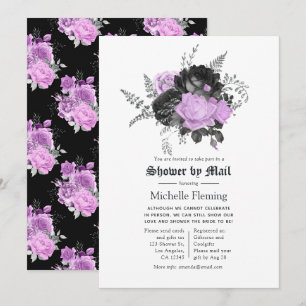 Invitation Mariage Fleur Black Purple & Silver par courrier
