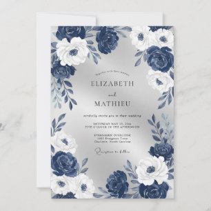 Invitation Mariage Fleur Blanche Perle de Minuit