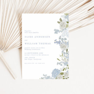 Invitation Mariage Fleur Bleu Clair et Douceur