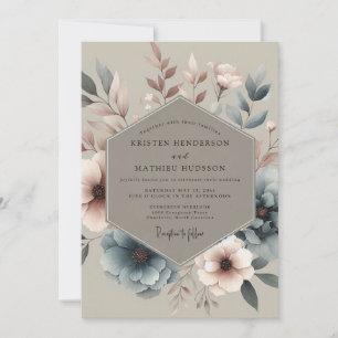 Invitation Mariage Fleur Bleue Pâle Épanouie