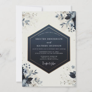 Invitation Mariage Fleur Botanique Navy