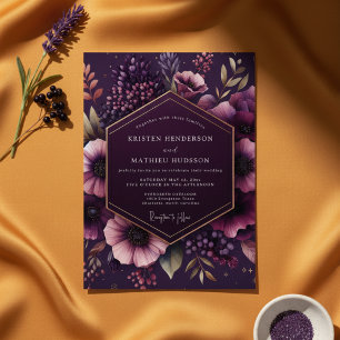 Invitation Mariage Fleur Botanique Prune