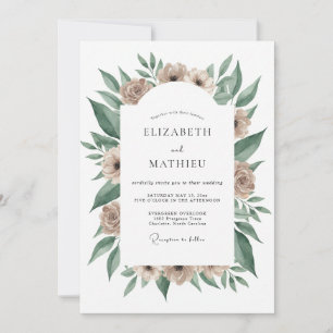 Invitation Mariage Fleur Botanique Taupe