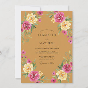 Invitation Mariage Fleur d'Ambre Rose Poussiéreuse