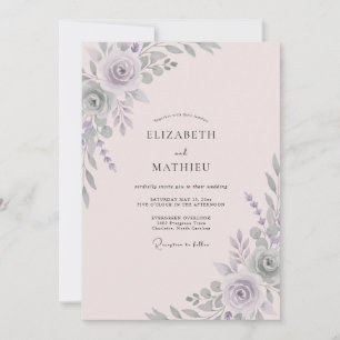 Invitation Mariage Fleur d'Améthyste Argentée
