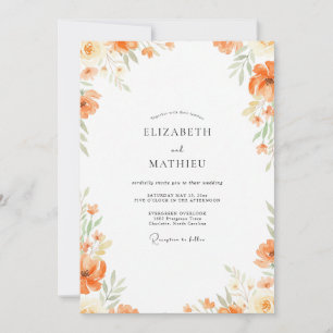 Invitation Mariage Fleur d'Aquarelle Abricot