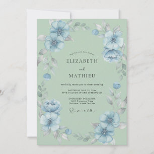 Invitation Mariage Fleur d'Azur Menthe