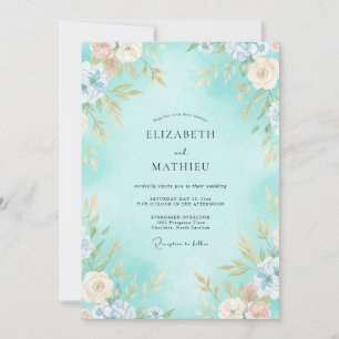 Invitation Mariage Fleur de Aqua Peinte