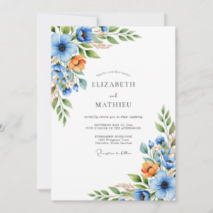 Invitation Mariage Fleur de Bleu Orange