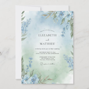 Invitation Mariage Fleur de Bleuet Douce Sauge Sauvage