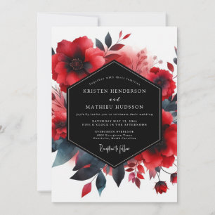 Invitation Mariage Fleur de Bloom Indigo Cramoisi