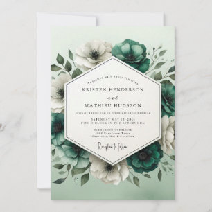 Invitation Mariage Fleur de Bloom Ivoire Sarcelle