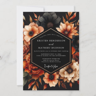 Invitation Mariage Fleur de Burnt Orange Noir