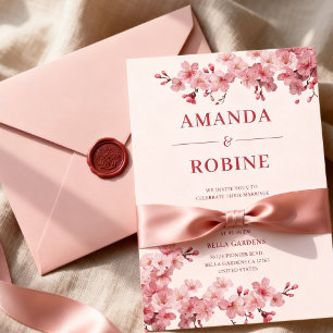 Invitation Mariage Fleur de Cerisier Rose